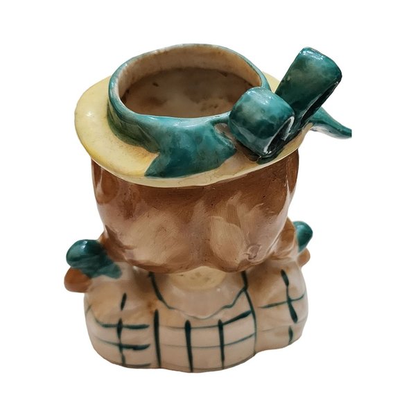 Vintage Unsigned 60s Lady Vase With Feather Vase (A2396) - Picture 4 of 7